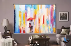 پرده شید رول تصویری طرح نقاشی عاشقانه کدST9070