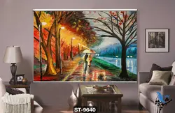 پرده شید رول تصویری طرح نقاشی مدرن زن و شوهر کد ST9640