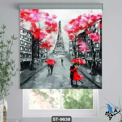 پرده شید رول تصویری طرح نقاشی مدرن برج ایفل کد ST9638