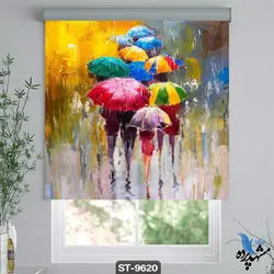 پرده شید رول تصویری طرح مدرن چتر و مردم کد ST9620