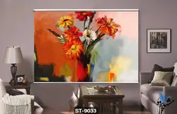 پرده شید رول تصویری طرح نقاشی آبرنگ دسته گل کد ST9033