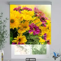 پرده شید رول تصویری طرح سه بعدی گل آفتابگردان کد ST9053