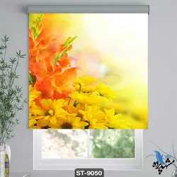 پرده شید رول تصویری طرح سه بعدی گل آفتابگردان کد ST9050