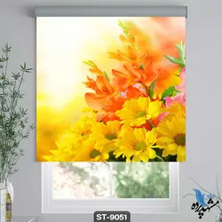 پرده شید رول تصویری طرح سه بعدی گل آفتابگردان کد ST9051