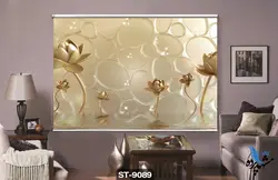 پرده شید رول تصویری طرح سه بعدی گل نیلوفرآبی کد ST9089