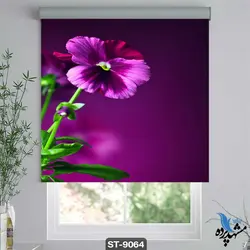 پرده شید رول تصویری طرح سه بعدی گل بنفشه کد ST9064