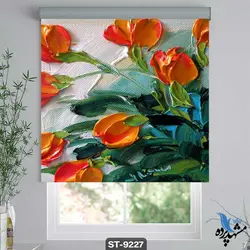 پرده شید رول تصویری طرح نقاشی فانتزی گل کد ST9227