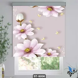 پرده شید رول تصویری طرح نقاشی فانتزی گل کد ST9206