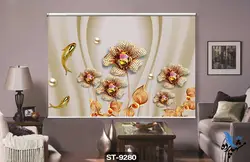 پرده شید رول تصویری طرح فانتزی گل و ماهی کد ST9280