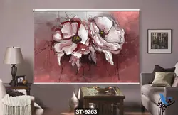 پرده شید رول تصویری طرح نقاشی مدرن گل کد ST9263