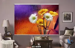 پرده شید رول تصویری طرح فانتزی گل آفتابگردان کد ST9304