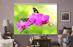 پرده شید رول تصویری طرح مدرن گل میمون و پروانه کد ST9357