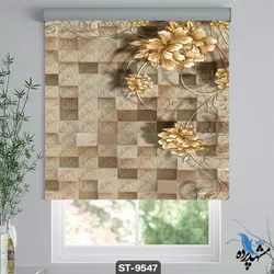 پرده شید رول تصویری طرح نقاشی مدرن گل کد ST9547