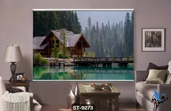 پرده شید رول تصویری طرح کلبه در جنگل کد ST9273