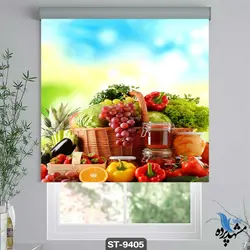 پرده شید رول تصویری طرح سبد و میوه سبزیجات کد ST9405