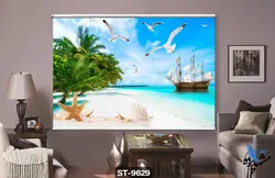 پرده شید رول تصویری کشتی و ساحل کد st-9629