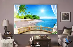 پرده شید رول تصویری پنجره و دریا کد st-9608