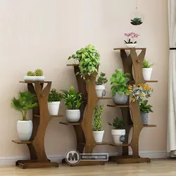 استند گل و گیاه نارگل مستر چوبی