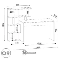 میز تحریر کتابخانه شینا مستر چوبی