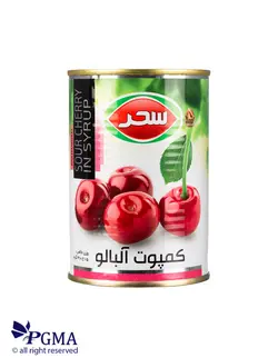 کمپوت آلبالو قوطی 410 گرمی سحر