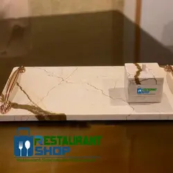 سینی دسته دار طلایی سنگی ظروف پذیرایی -هتل ها-رستوران شاپ-رستوران ها-کافی شاپ و ...