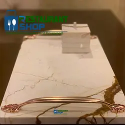 سینی دسته دار طلایی سنگی ظروف پذیرایی -هتل ها-رستوران شاپ-رستوران ها-کافی شاپ و ...