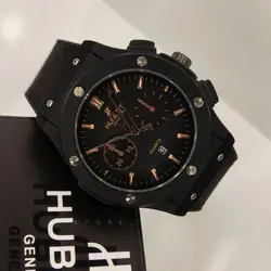 ساعت هابلوت HUBLOT تقویم دار رنگ مشکی دور قاب مشکی کد 1029 به همراه جعبه شکیل