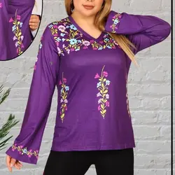 شومیز زنانه هندی سایز بزرگ 38 تا 58 آستین بلند وارداتی