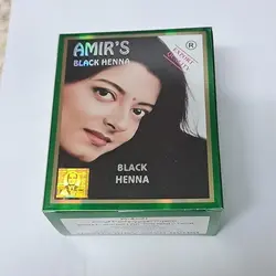 حنا هندی امیر اصل رنگ مشکی بسته 6 عددی حجم 60 گرم رنگ مو گیاهی مناسب خانم ها و آقایان
