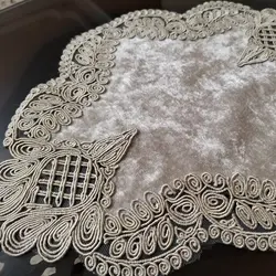 رومیزی مخمل قیطان دوزی ، سه تیکه جلو مبلی طرح جدید سلنیس ترک