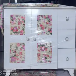 میز چرخ خیاطی آسانسوری و میز اتو فندق چوب ملامینه درجه 1 رنگ سفید و قهوه ای