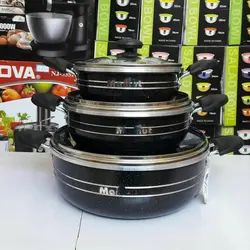 ماهیتابه 6 پارچه ضخیم دو دسته گرانیتی ماموت
