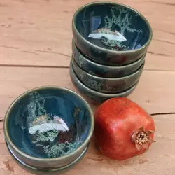 شش عدد کاسه ماست خوری سفالی با لعاب قلیایی بی ضرر