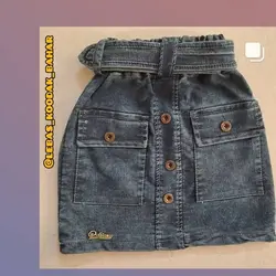 دامن لی دخترانه کیفیت عالی جیبدار و کمر کش همراه کمربند لی سایز 4 تا 12 سال با قیمت مناسب