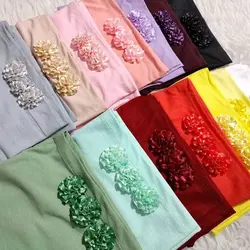 مقنعه شکوفه دار دخترانه نخی درجه یک