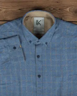 پیراهن پشمی چهارخانه مردانه آستین بلند