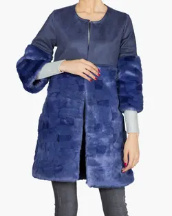 پالتو زنانه پوست خزدار آستین سه ربع