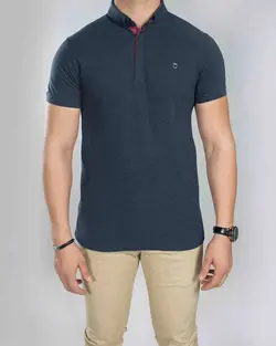 تیشرت یقه دار ساده مردانه آبی