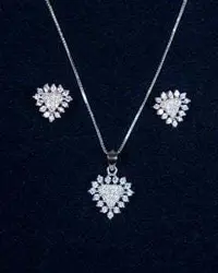 نیم ست نگین دار نقره زنانه