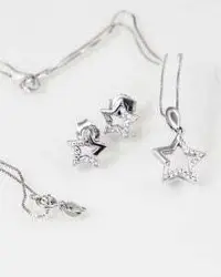 نیم ست دخترانه نقره طرح ستاره