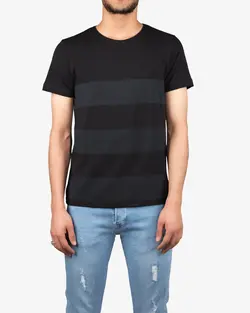 تیشرت آستین کوتاه راه راه مشکی