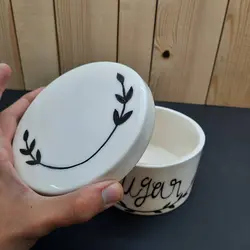 بانکه سرامیکی دست ساز طرح برگ کد 840 مجموعه 3 عددی