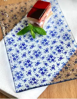 سینی پذیرایی شیشه ای ترک سایز 16×27 سانتیمتر کد 799