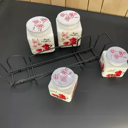 ست جای ادویه شیشه ای با پایه فلزی مدل کریسمس کد 690