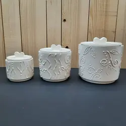 بانکه سرامیکی دست ساز مدل برگ برجسته کد 838 مجموعه 3 عددی