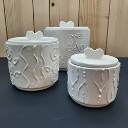 بانکه سرامیکی دست ساز مدل برگ برجسته کد 838 مجموعه 3 عددی