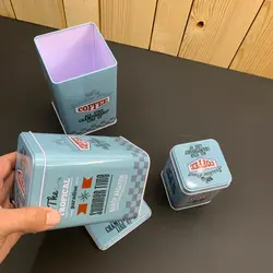 بانکه فلزی مکعب طرح COFFEE کد ۵۱۹