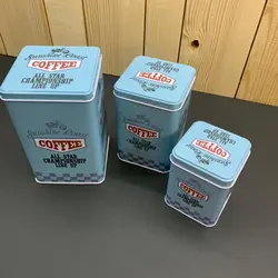 بانکه فلزی مکعب طرح COFFEE کد ۵۱۹