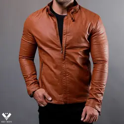 کاپشن چرم یقه دکمه cch110