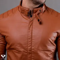 کاپشن چرم یقه دکمه cch110